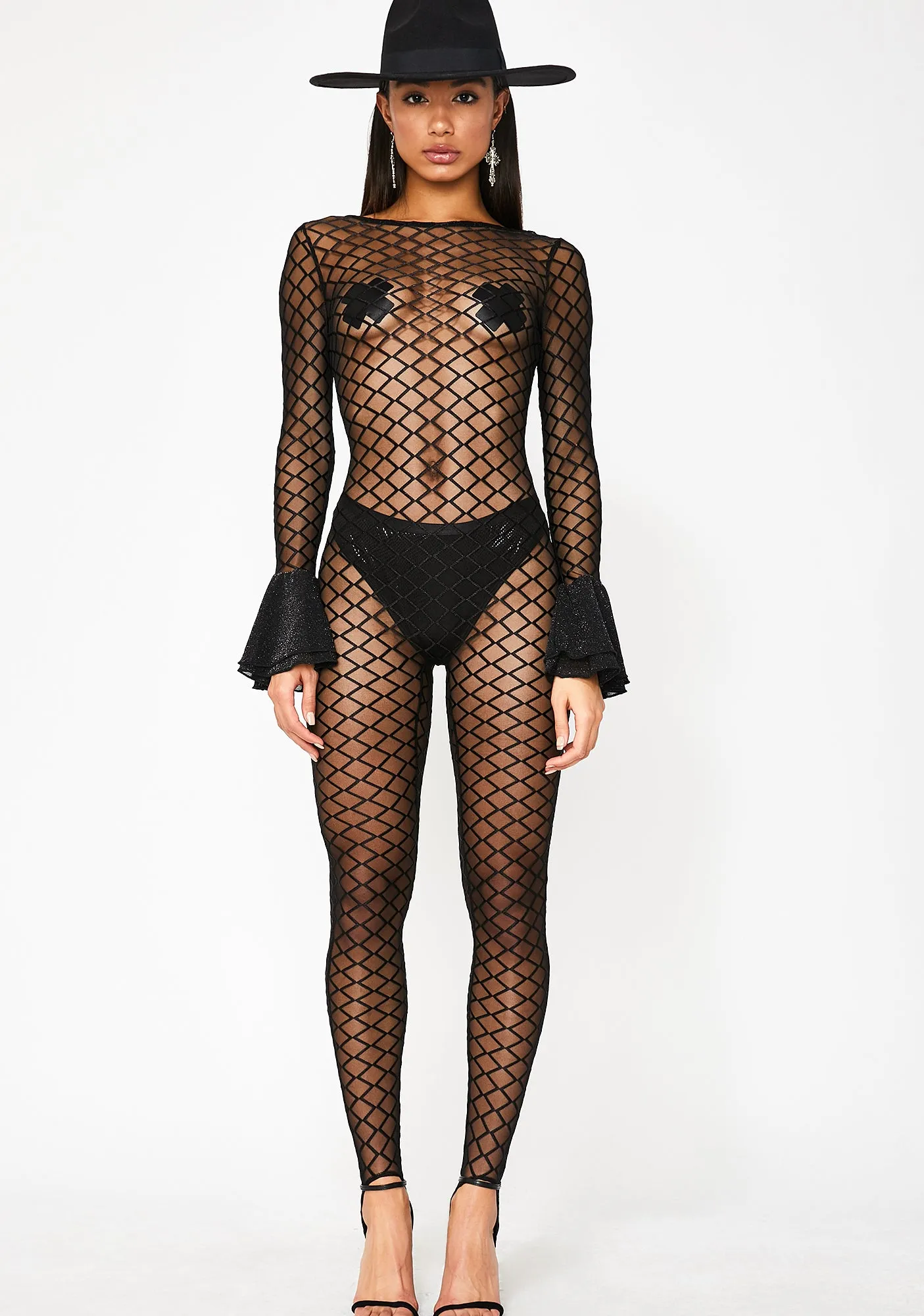Walk The Line Sheer Catsuit sold by Dolls Kill
