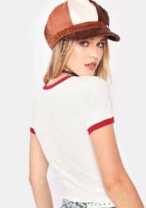 Ivory Bind Red Adrenaline Girls World Team Ringer Tee sold by Dolls Kill