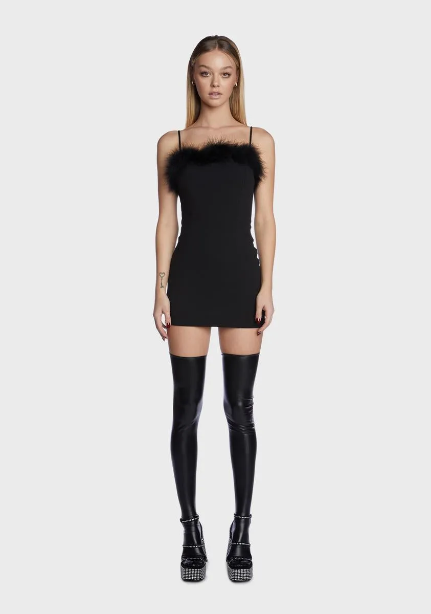 Don't Wait Around Marabou Trim Dress sold by Dolls Kill