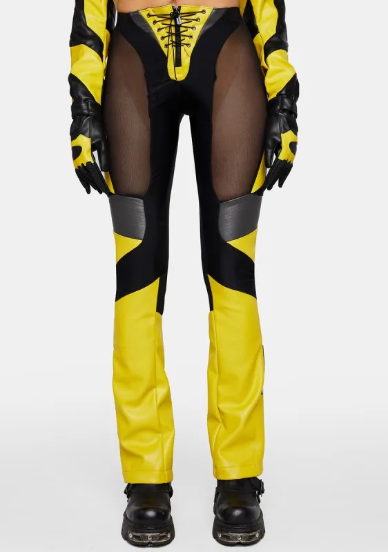 Yellow Moto Mesh Pants sold by Dolls Kill