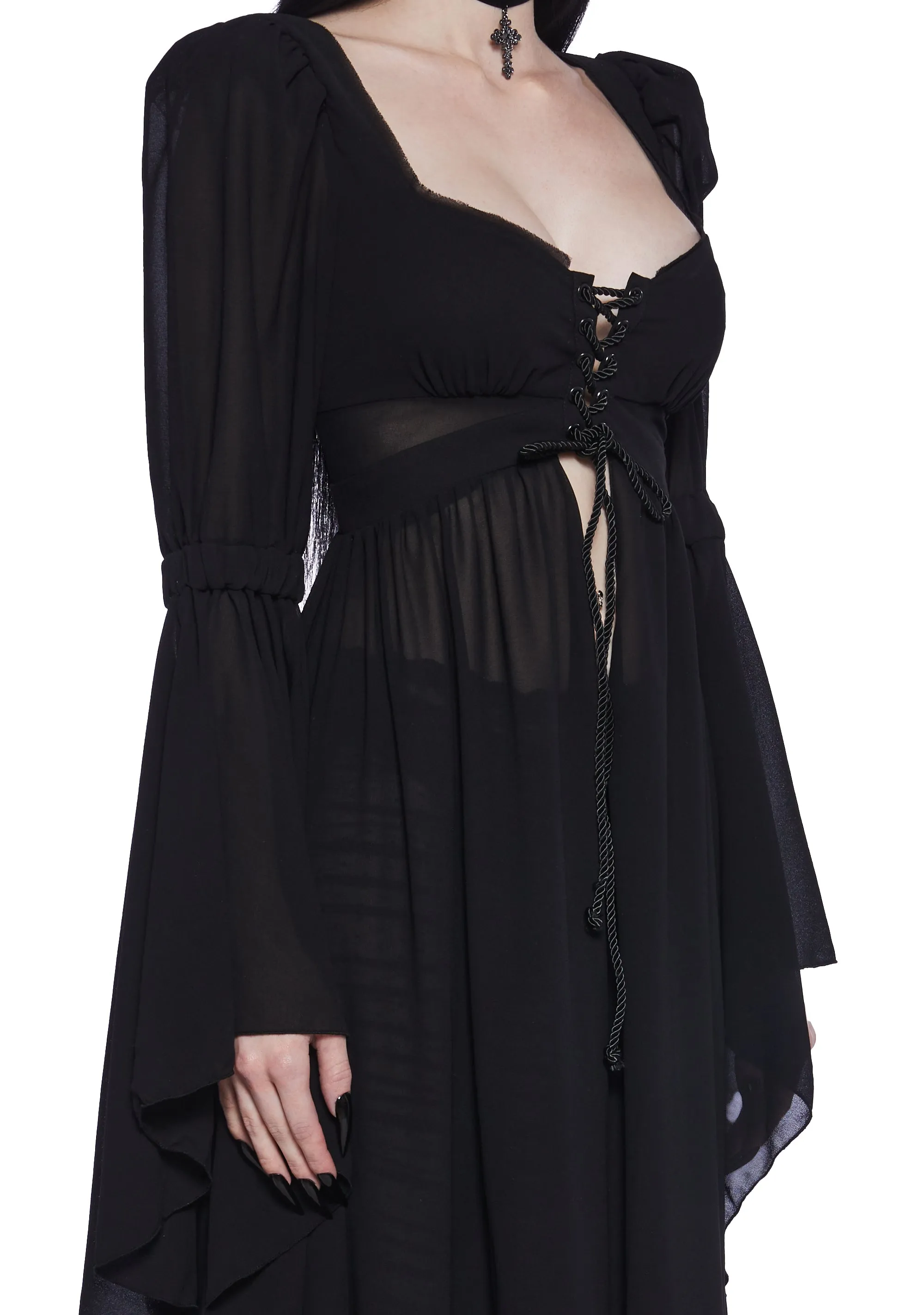 Hail To The Guardians Long Sleeve Top - Black sold by Dolls Kill product image thumbnail 5