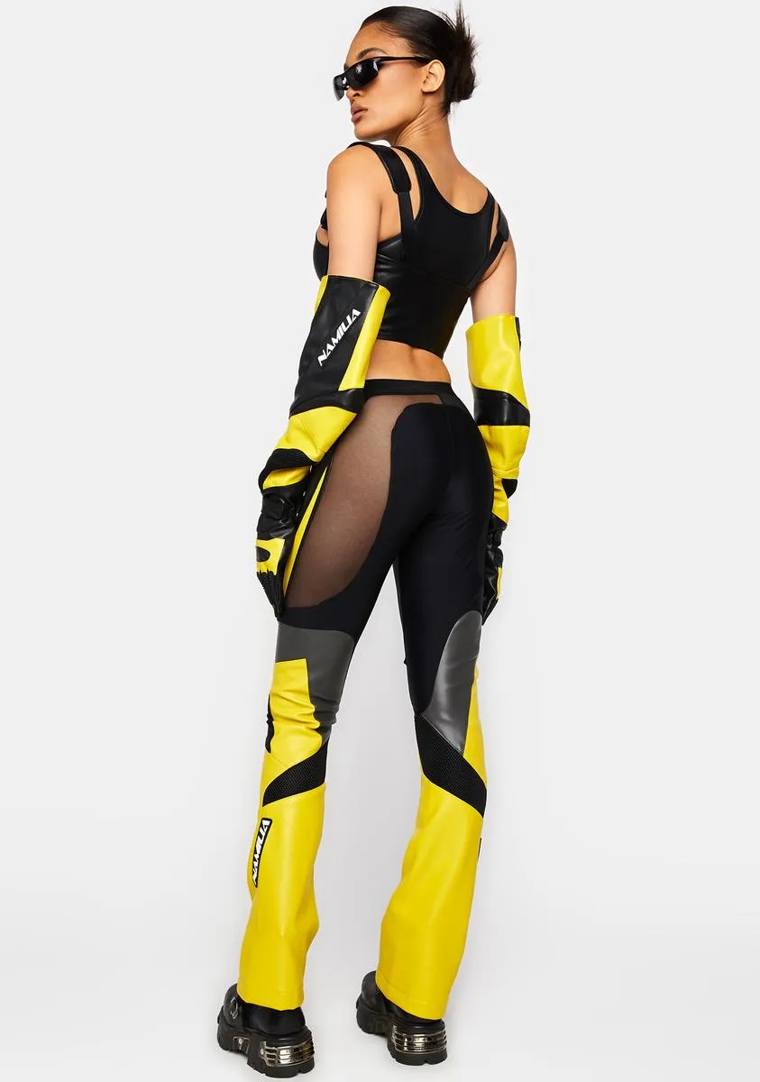 Yellow Moto Mesh Pants sold by Dolls Kill product image thumbnail 4