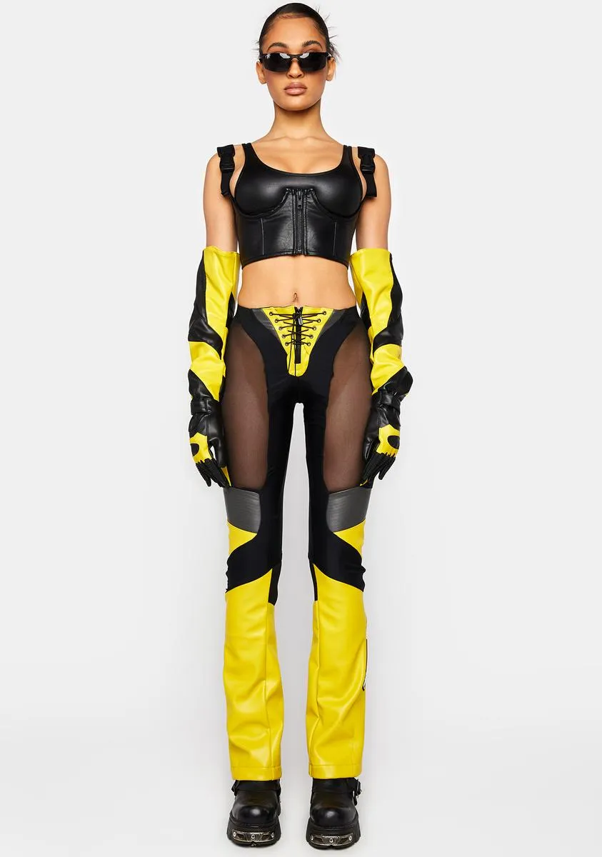 Yellow Moto Mesh Pants sold by Dolls Kill product image thumbnail 2
