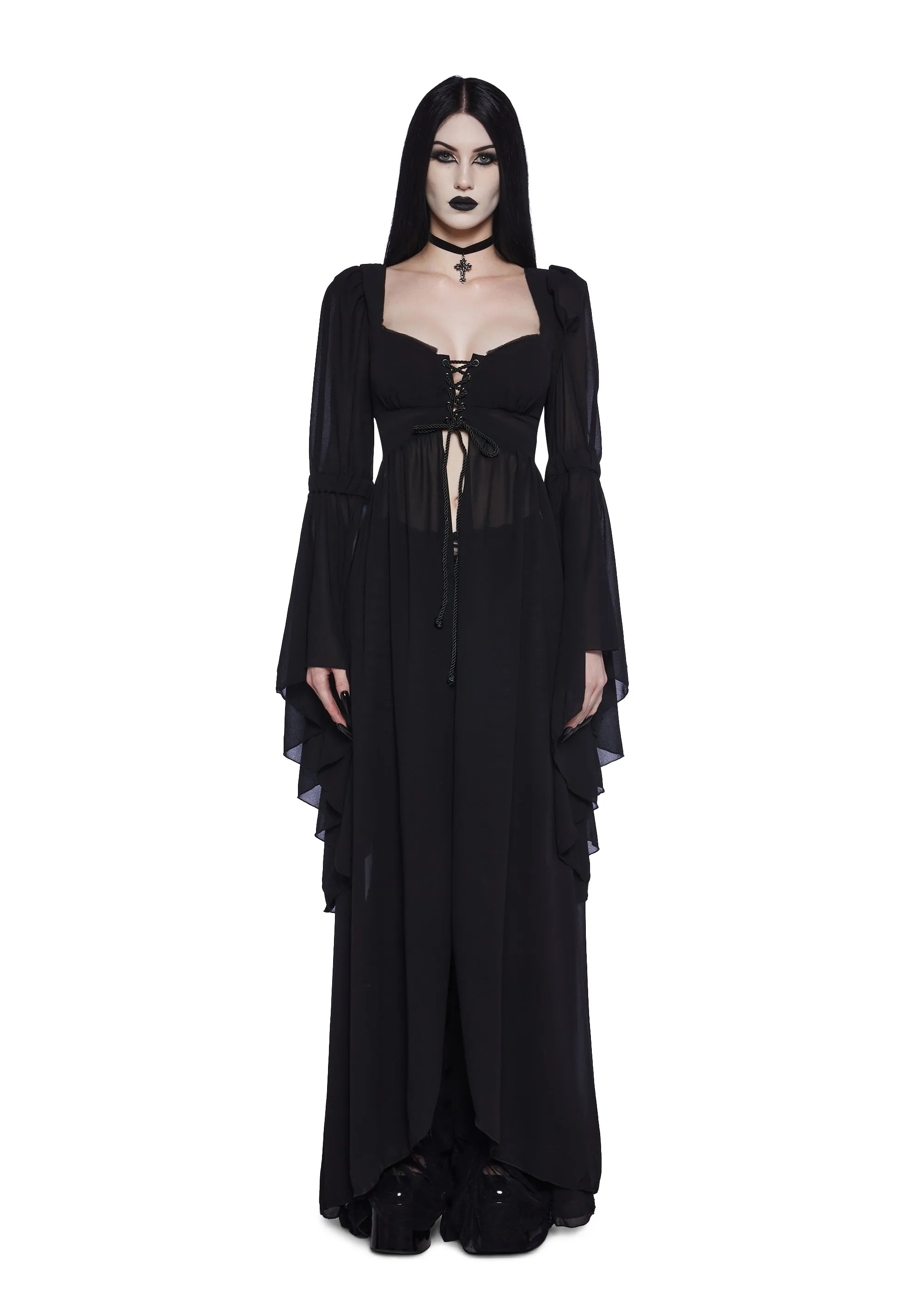 Hail To The Guardians Long Sleeve Top - Black sold by Dolls Kill