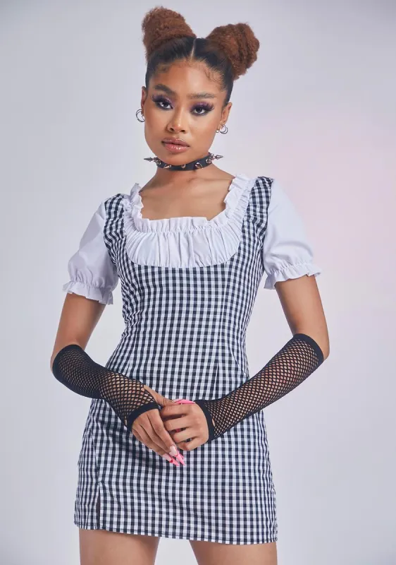 Noir Cherished In Paris Underbust Gingham Dress sold by Dolls Kill