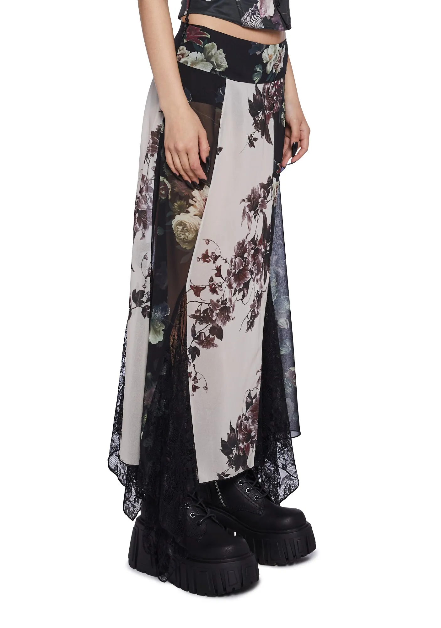 Voice In A Bottle Maxi Skirt - Floral sold by Dolls Kill product image thumbnail 3