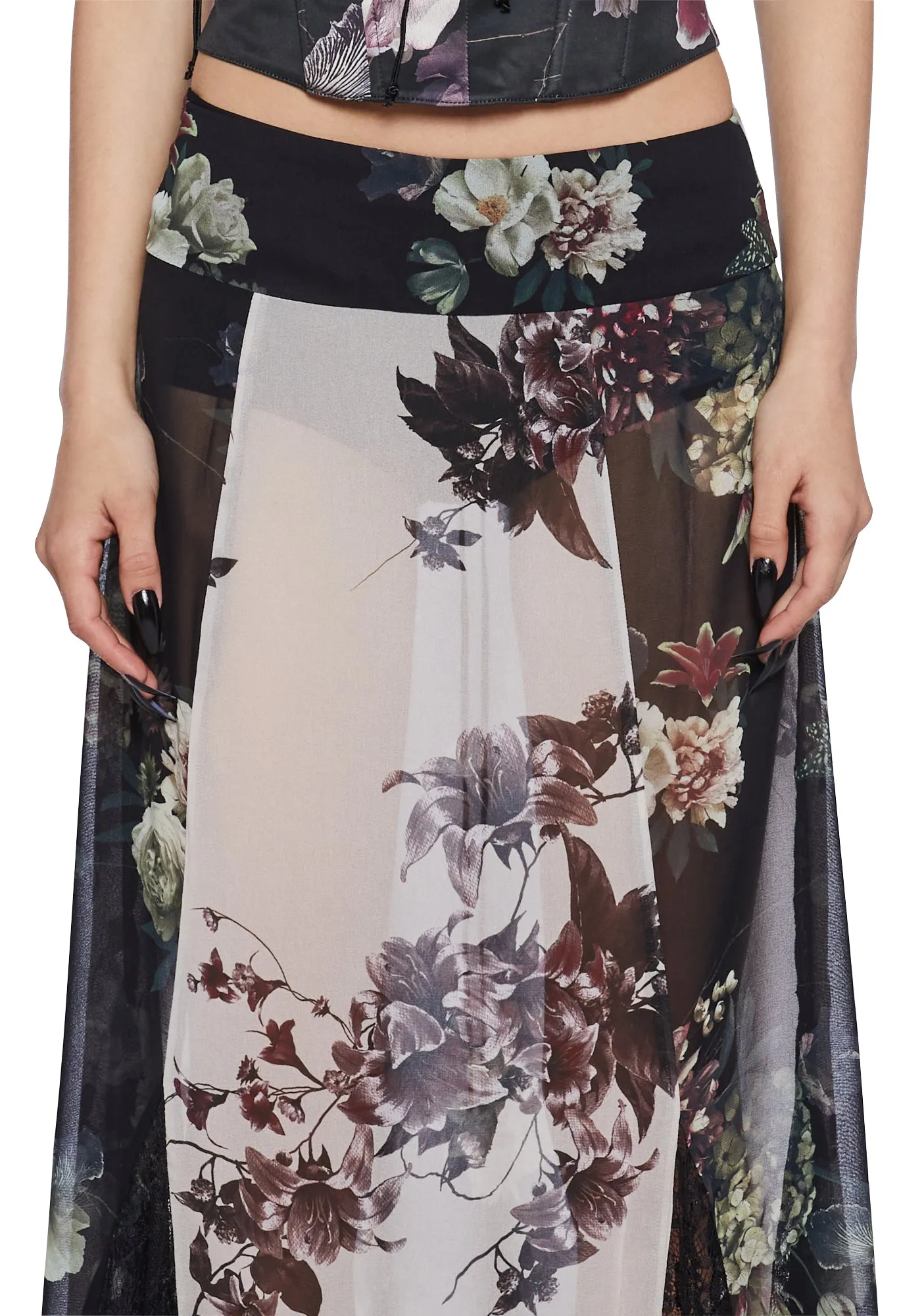 Voice In A Bottle Maxi Skirt - Floral sold by Dolls Kill product image thumbnail 5