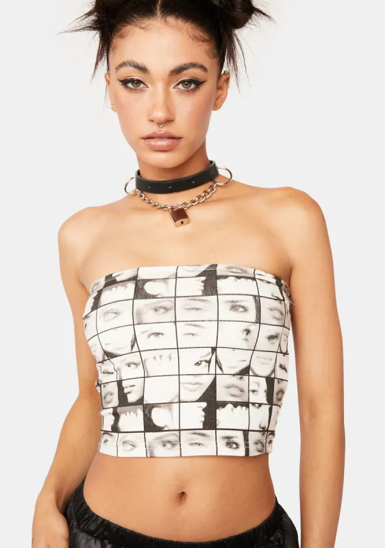 Printed Strapless Tube Top sold by Dolls Kill