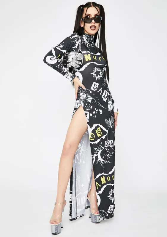 Punk Print Maxi Dress sold by Dolls Kill