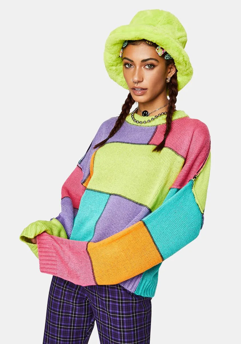 Dunce Colorblock Knit Sweater sold by Dolls Kill