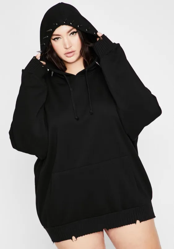Plus Deranged Desire Spiked Hoodie sold by Dolls Kill