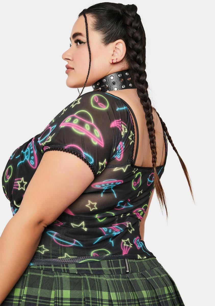 Plus Ruled By Venus Mesh Crop Top sold by Dolls Kill product image thumbnail 4