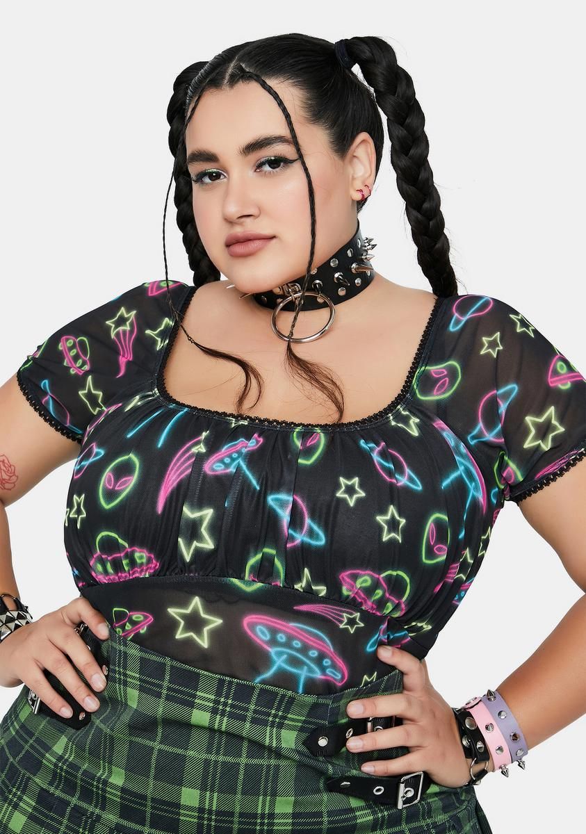 Plus Ruled By Venus Mesh Crop Top sold by Dolls Kill