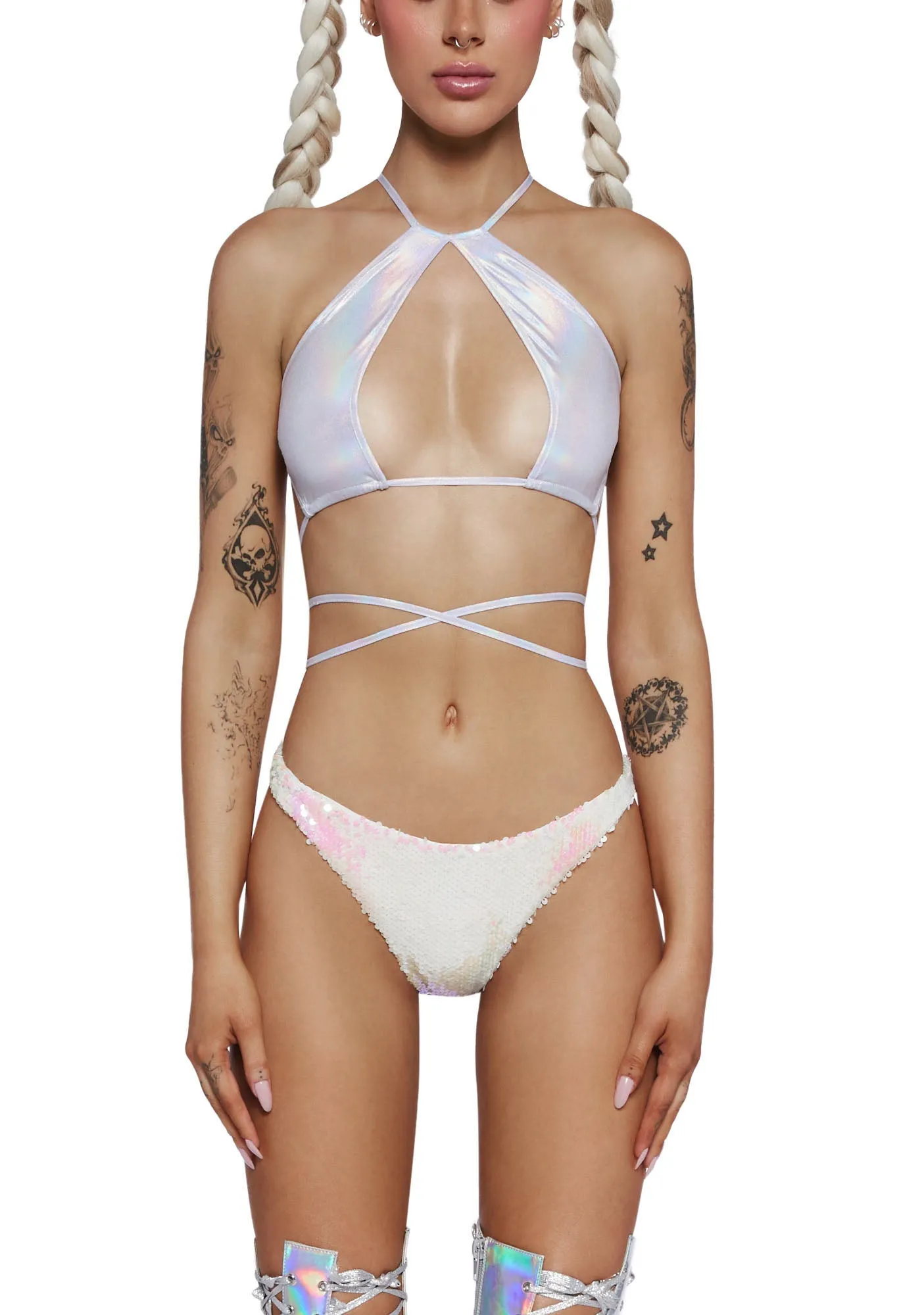 Disco Inferno Bra Top - Silver sold by Dolls Kill product image thumbnail 5