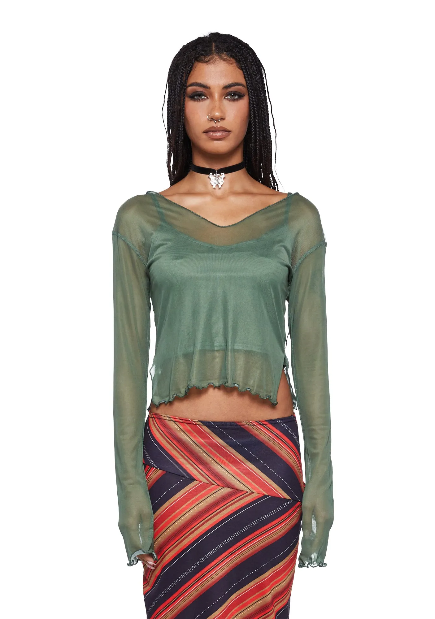 Long Sleeve Mesh Top sold by Dolls Kill