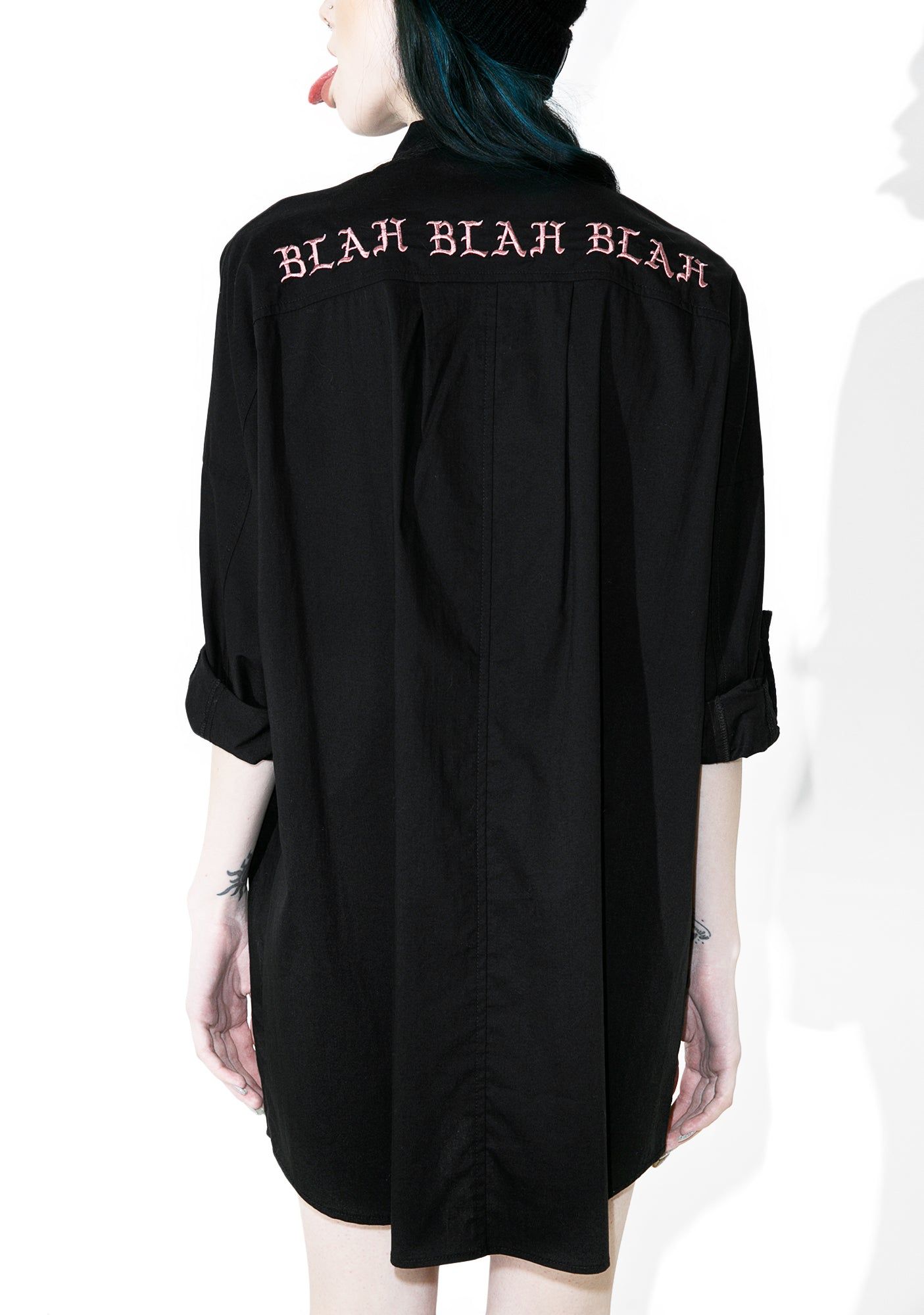 Blah Blah Blah Long Shirt sold by Dolls Kill