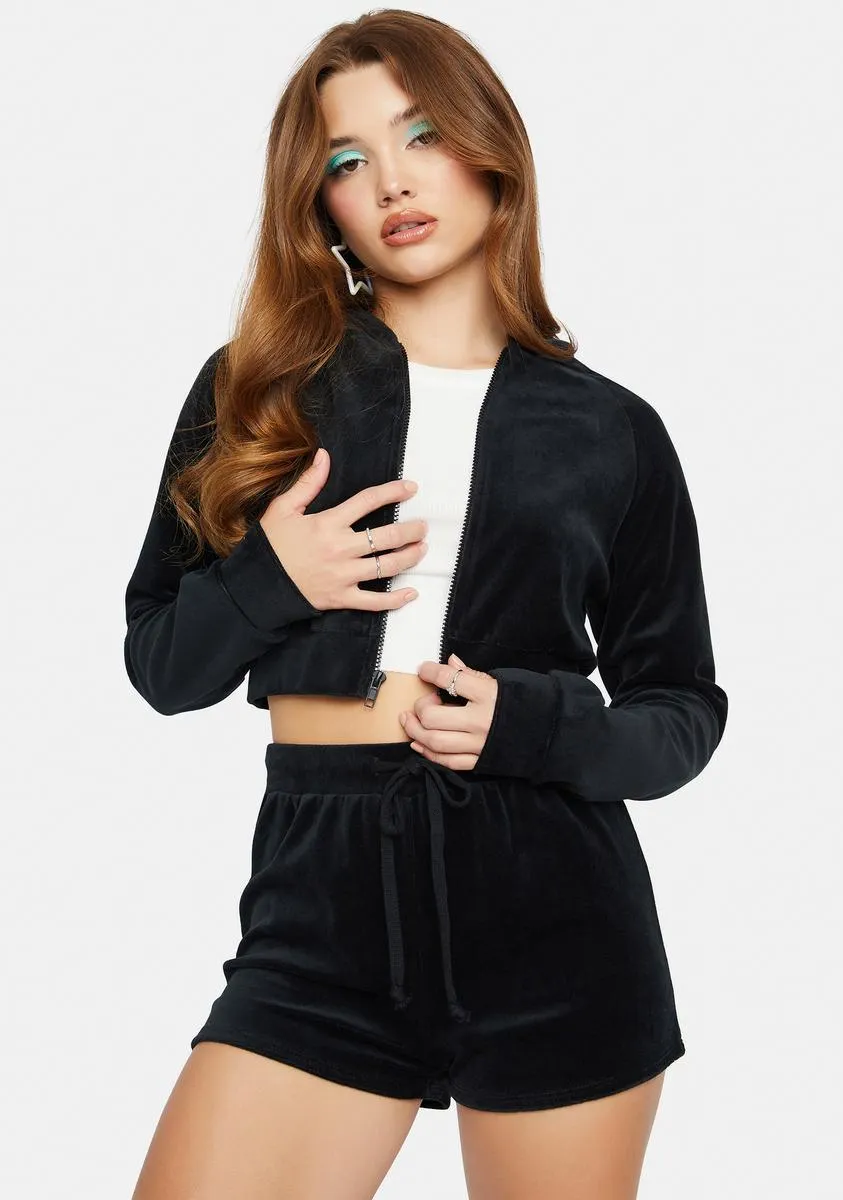 Midnight No Surprise Velour Shorts Set sold by Dolls Kill