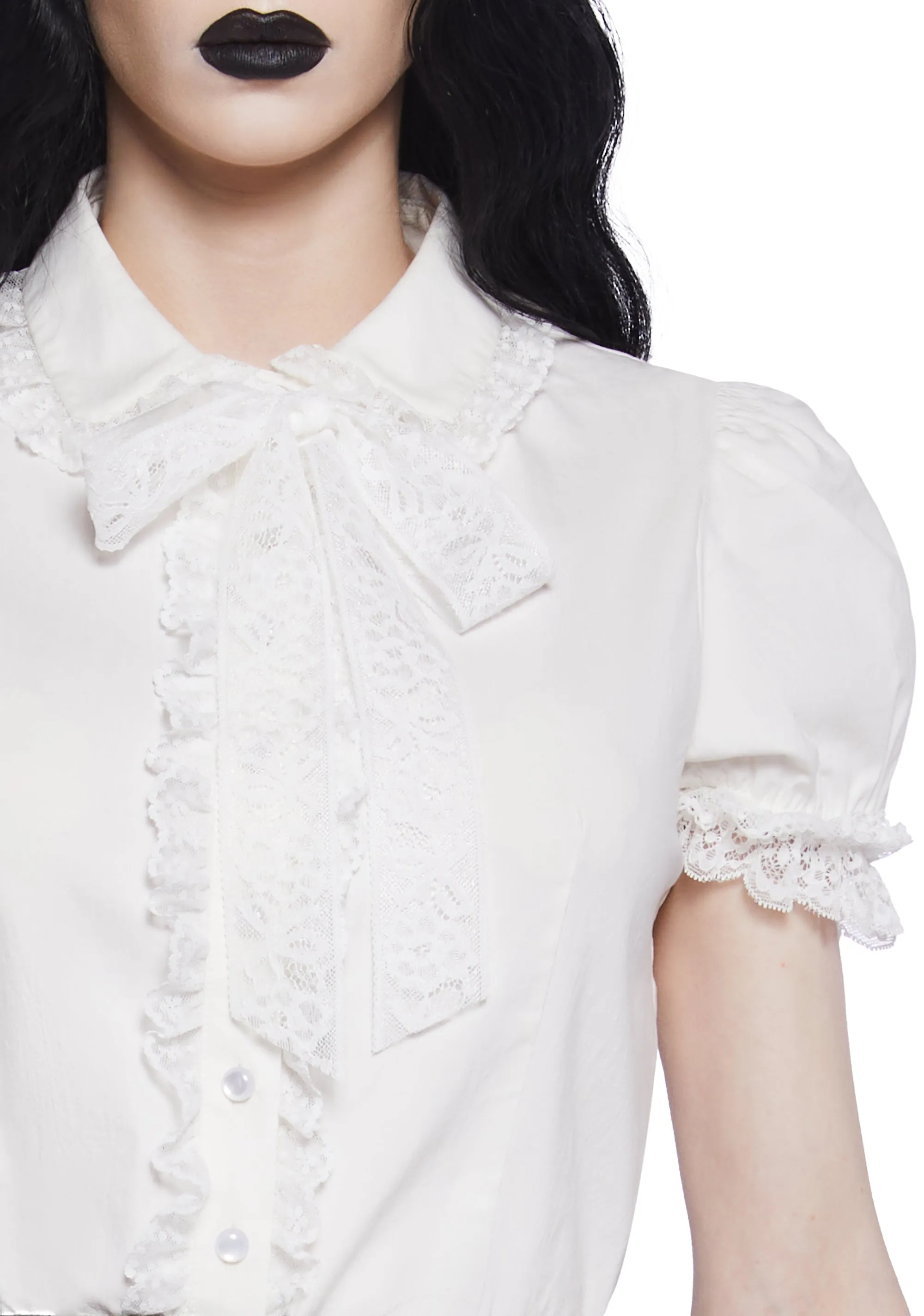 Coveted Darling Poplin Blouse - White sold by Dolls Kill product image thumbnail 5