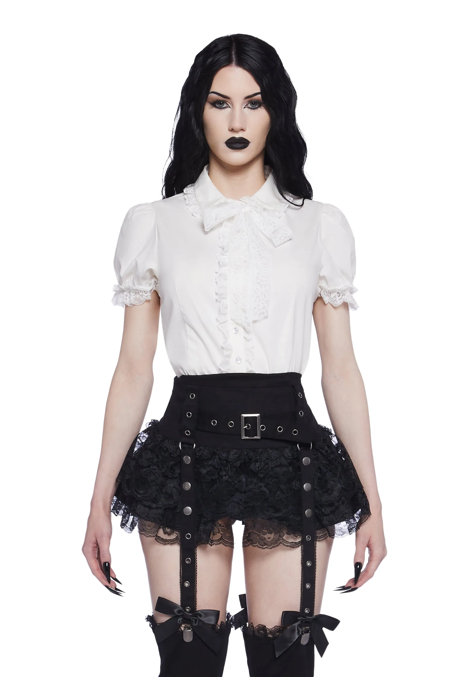 Coveted Darling Poplin Blouse - White sold by Dolls Kill
