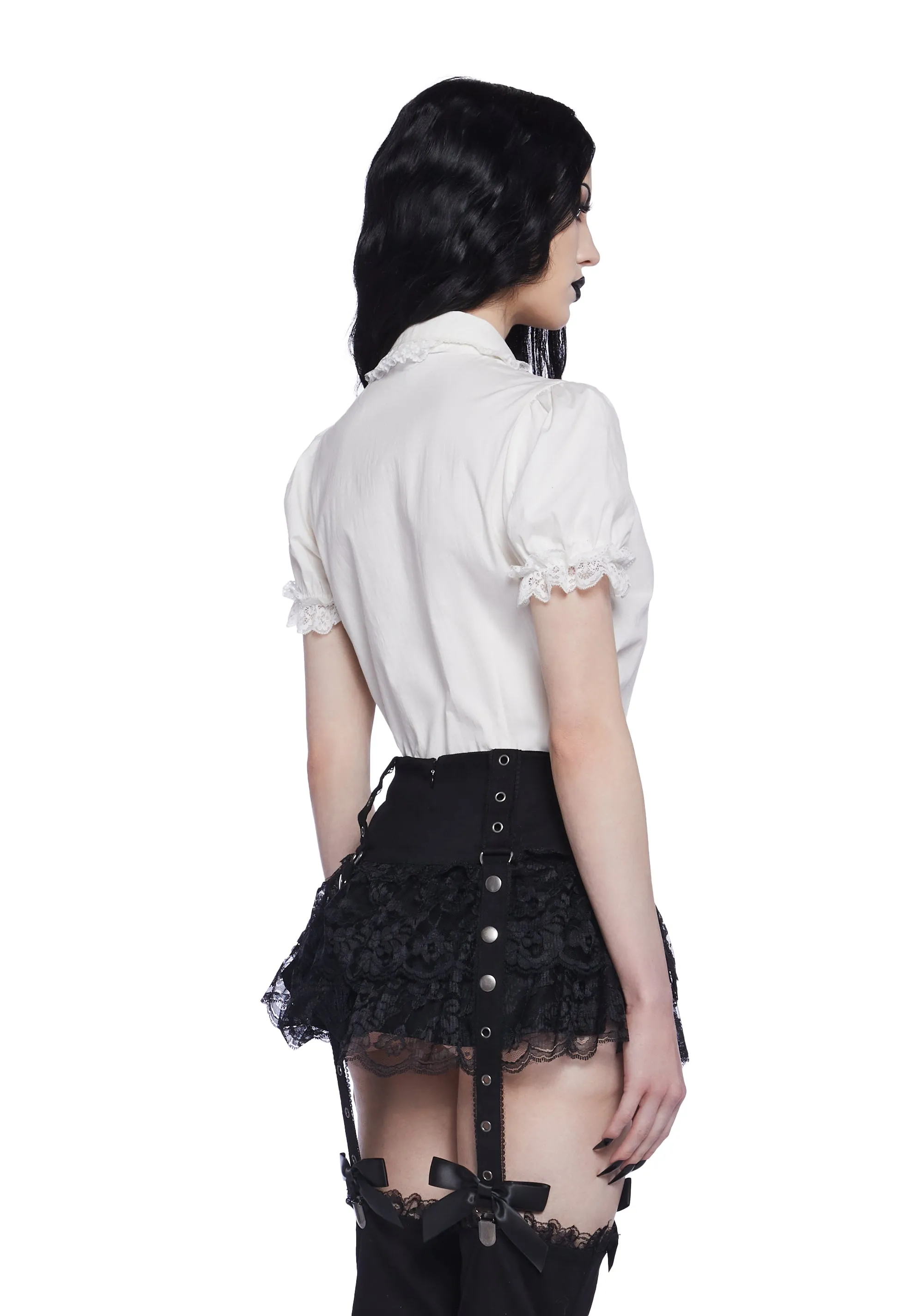 Coveted Darling Poplin Blouse - White sold by Dolls Kill product image thumbnail 4