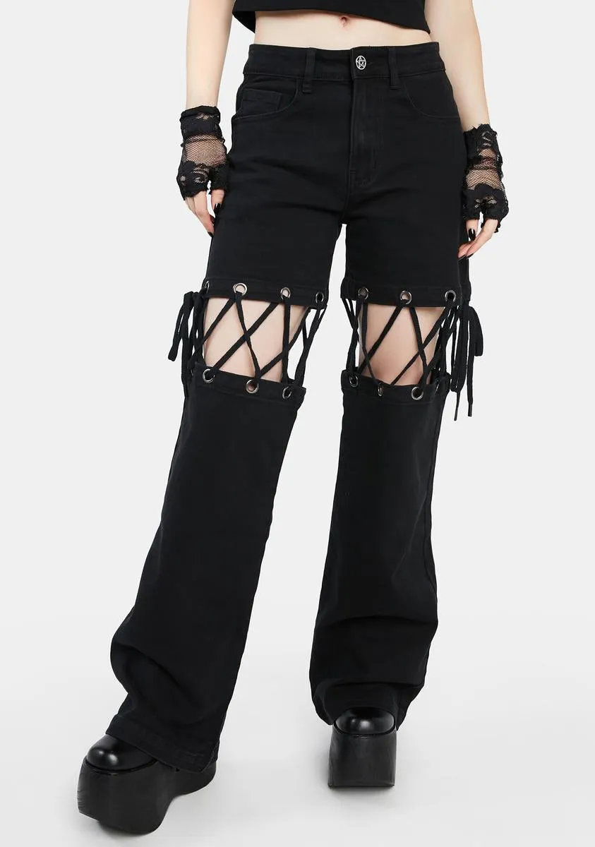 Tame The Night Cut-Out Pants sold by Dolls Kill