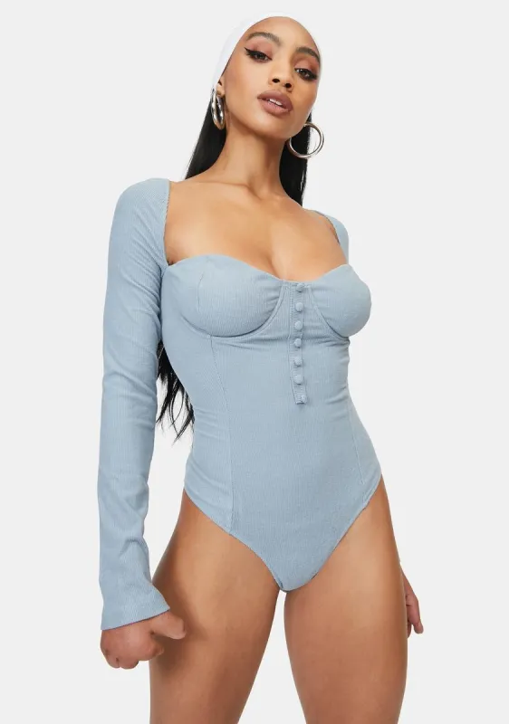Blue Malone Knit Bodysuit sold by Dolls Kill