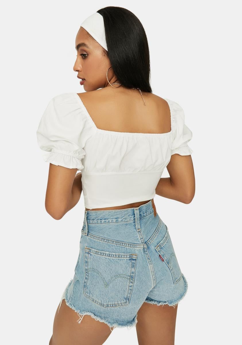 Pure No Spoilers Off Shoulder Lace Up Crop Top sold by Dolls Kill product image thumbnail 4