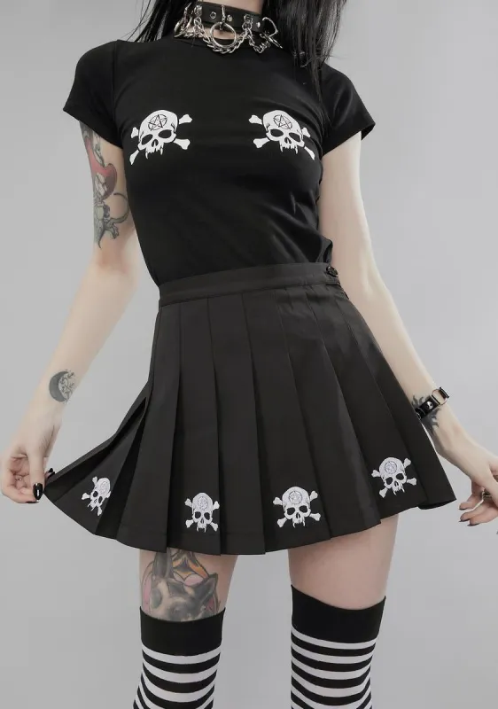 Raise The Dead Pleated Mini Skirt sold by Dolls Kill
