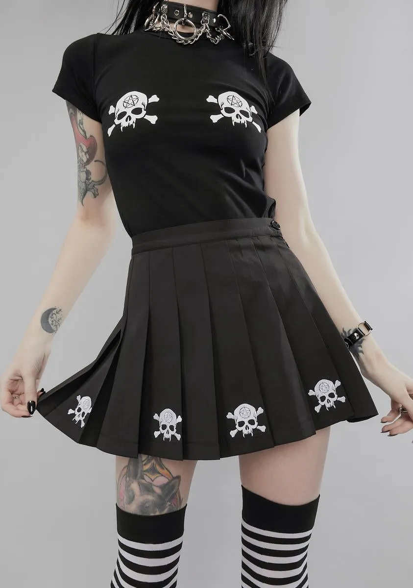 Raise The Dead Pleated Mini Skirt sold by Dolls Kill
