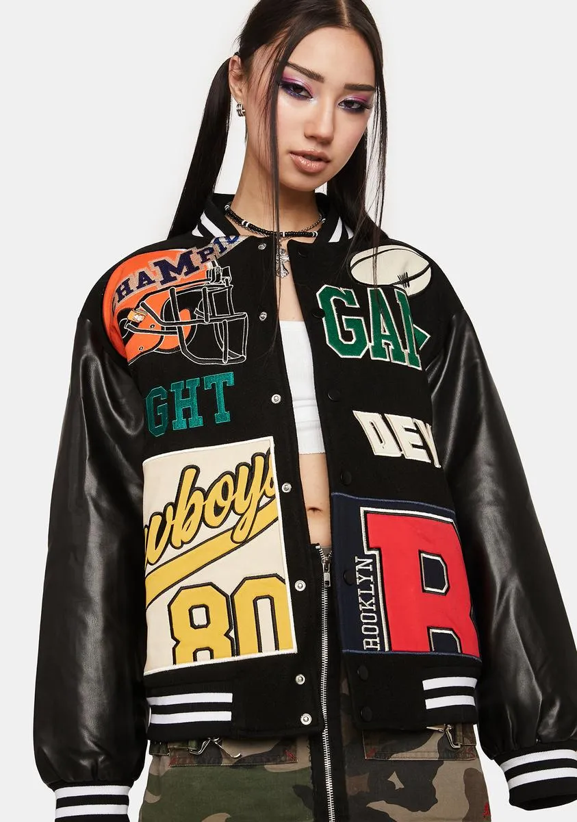 PU Team Baseball Jacket sold by Dolls Kill