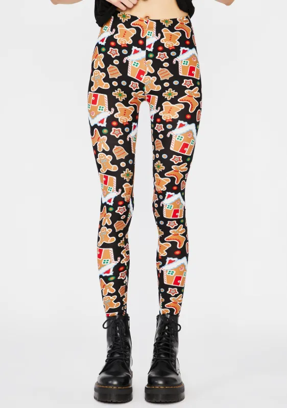 Gingerbread Dreams Printed Leggings sold by Dolls Kill
