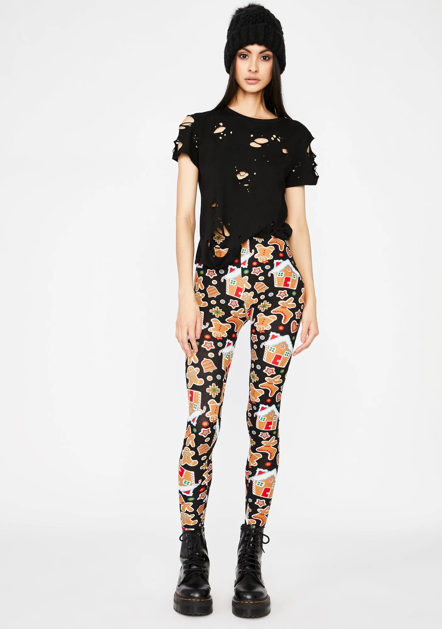 Gingerbread Dreams Printed Leggings sold by Dolls Kill product image thumbnail 3