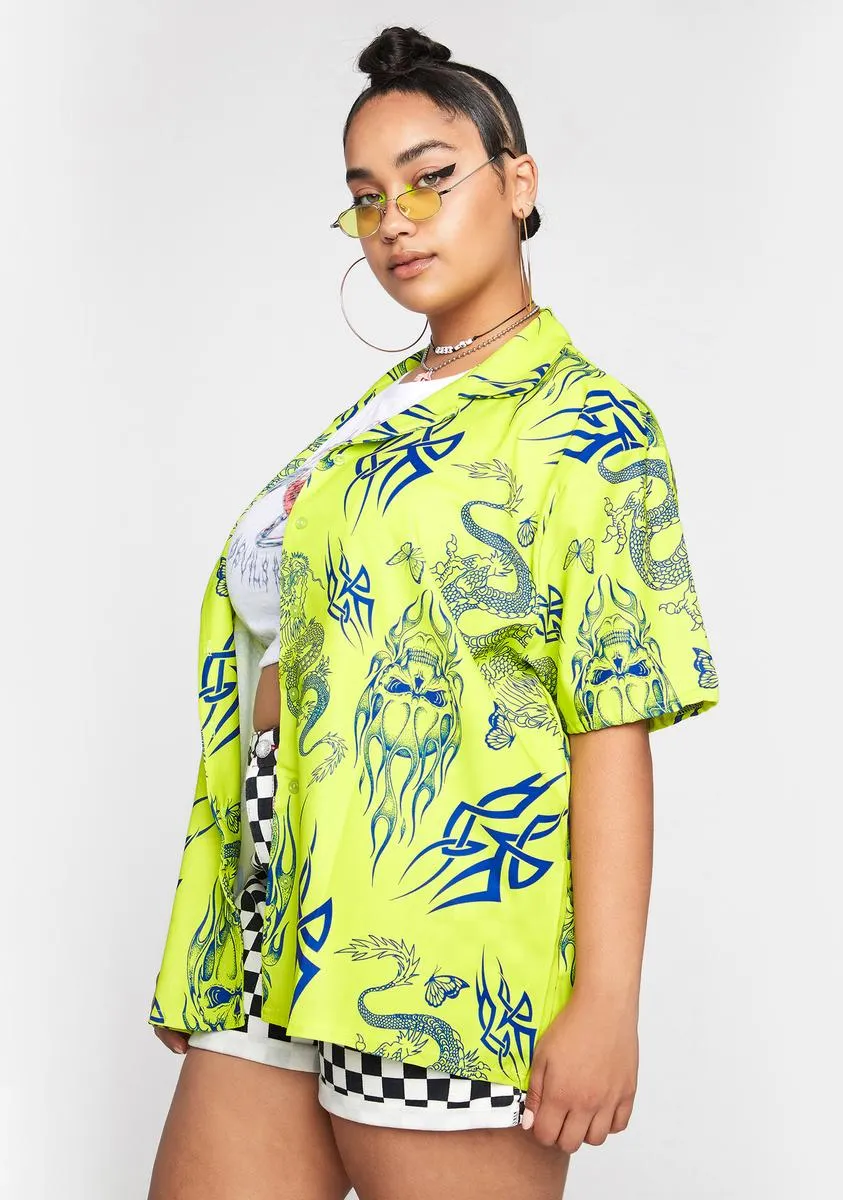 Plus Skull Dragon Button Up Shirt sold by Dolls Kill product image thumbnail 2