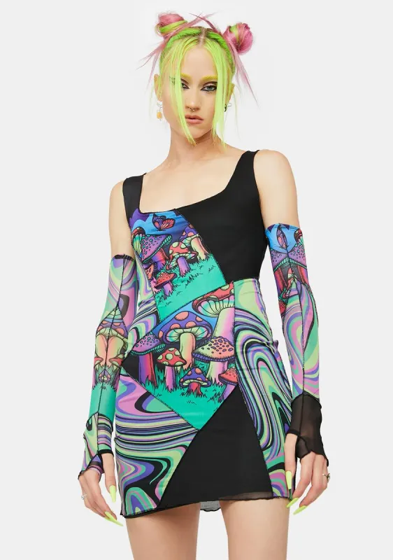 State Of Trance Dress And Gloves Set sold by Dolls Kill