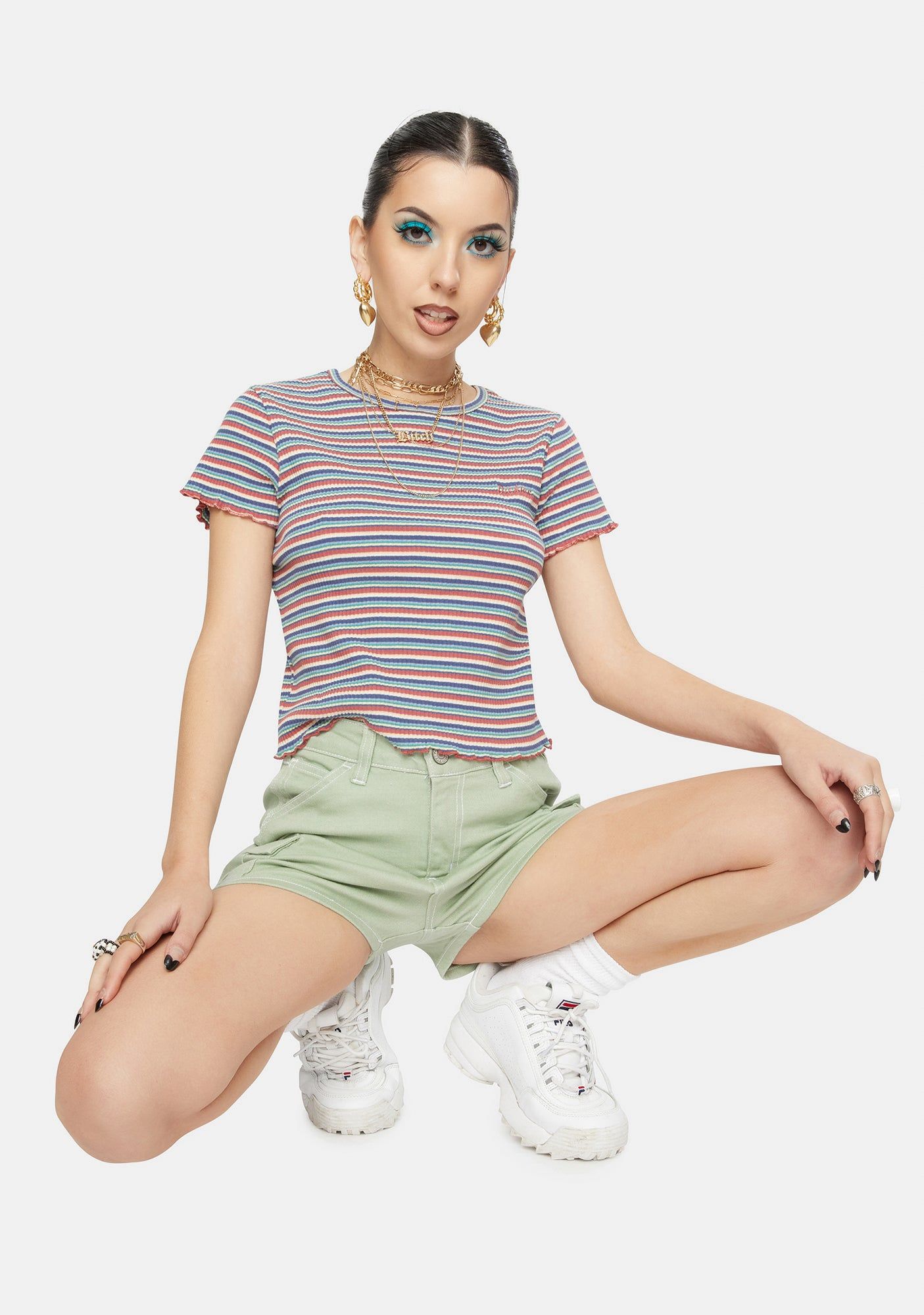 Multi Stripe Baby Tee sold by Dolls Kill product image thumbnail 3