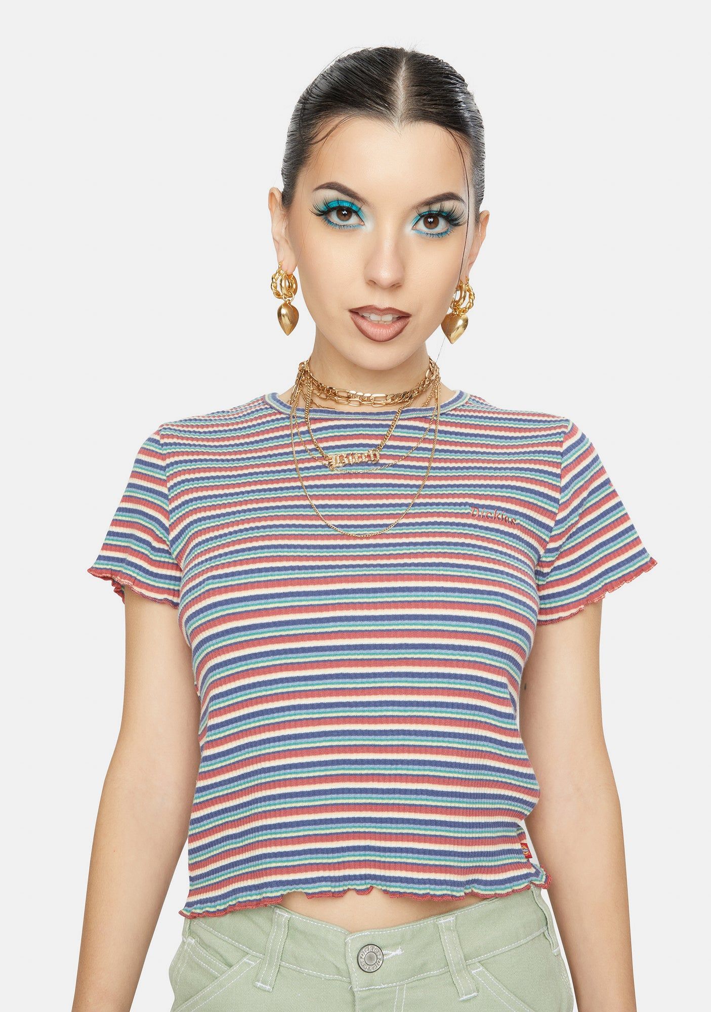 Multi Stripe Baby Tee sold by Dolls Kill