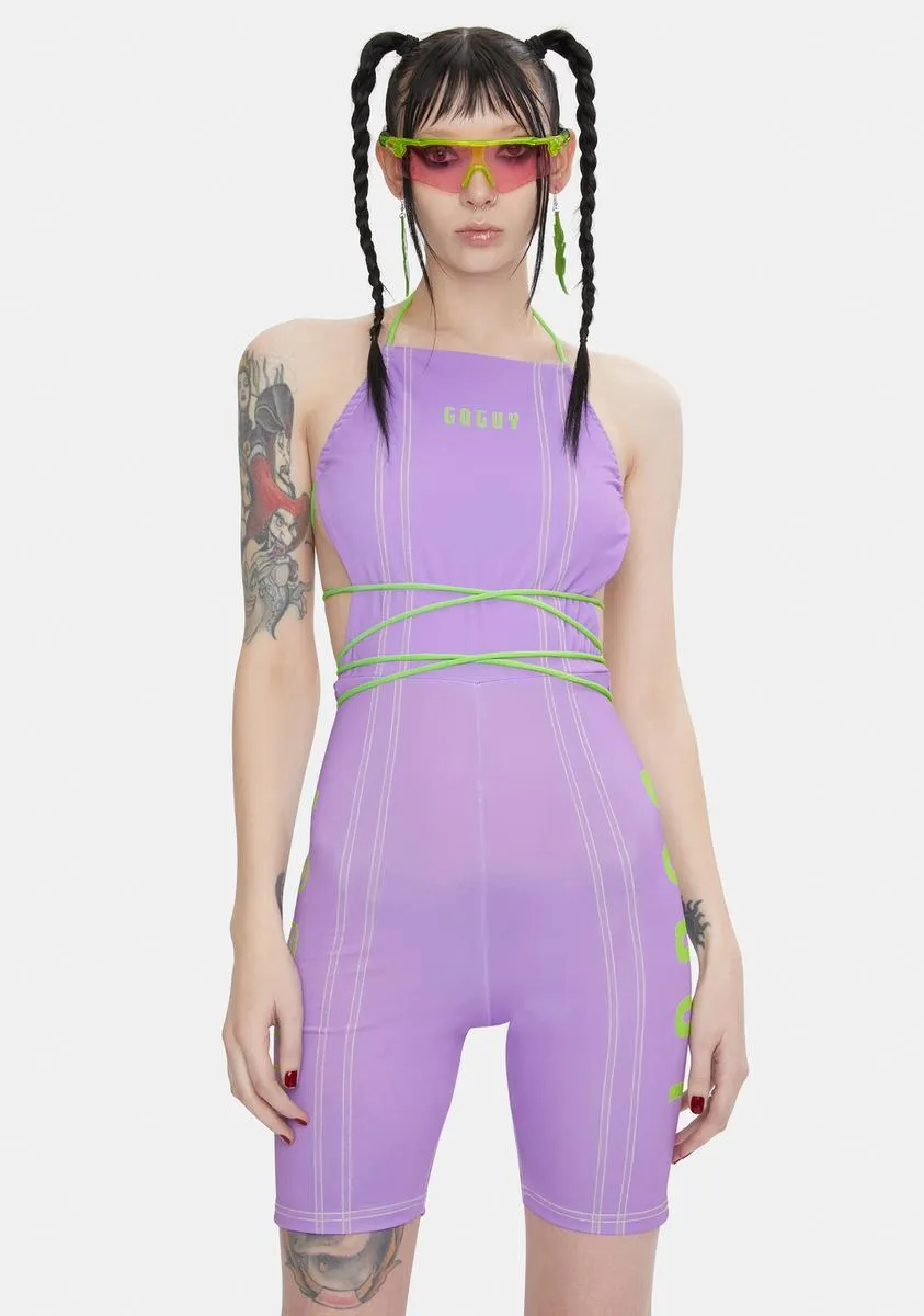 Lilac Strappy Unitard sold by Dolls Kill
