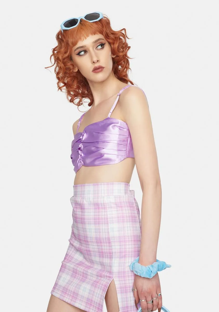 Purple Ruched Satin Bralette sold by Dolls Kill product image thumbnail 2