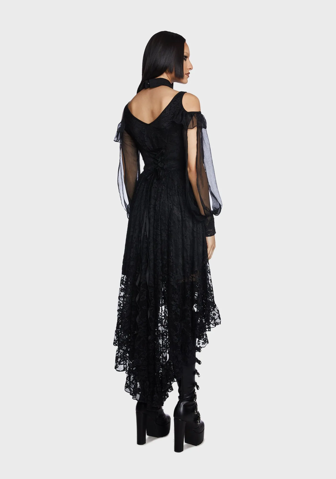 Gothic Off Shoulder Irregular Lace Dress sold by Dolls Kill product image thumbnail 4