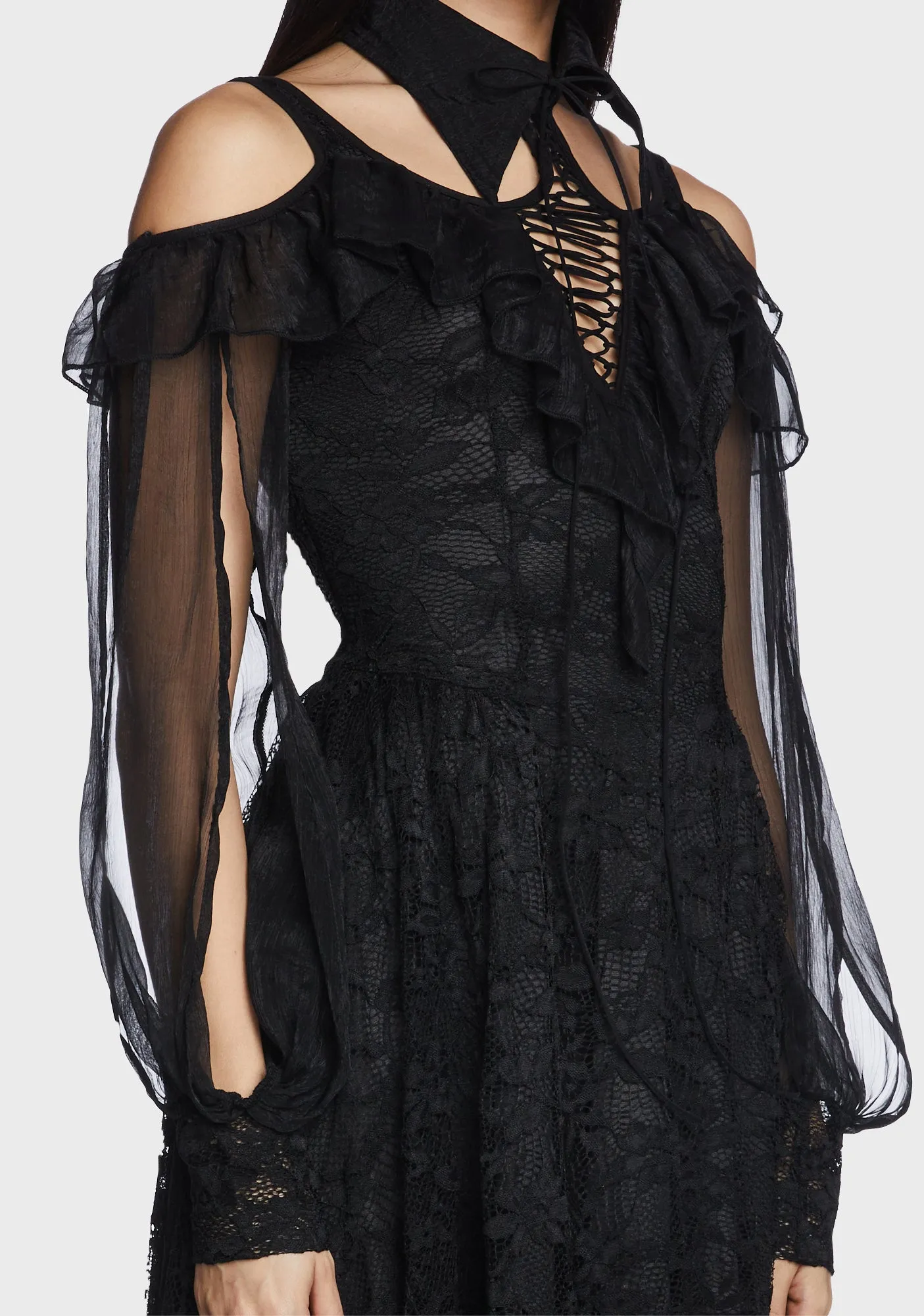 Gothic Off Shoulder Irregular Lace Dress sold by Dolls Kill product image thumbnail 2