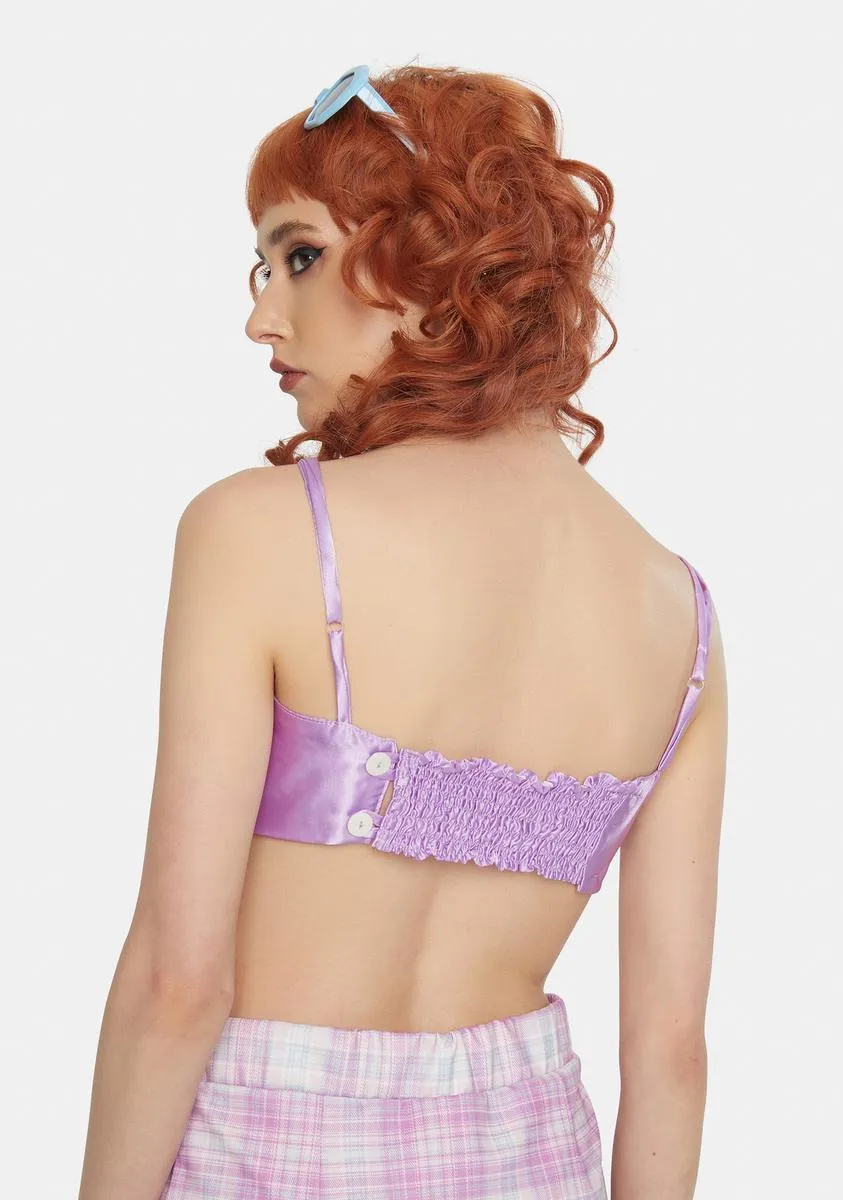 Purple Ruched Satin Bralette sold by Dolls Kill product image thumbnail 4