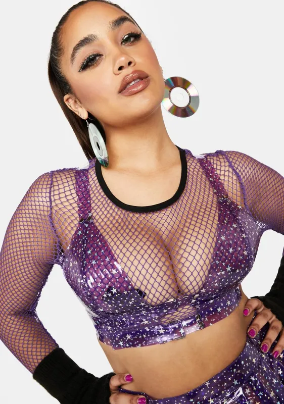 Plus Violet Chasing Starlight Vinyl Bustier sold by Dolls Kill