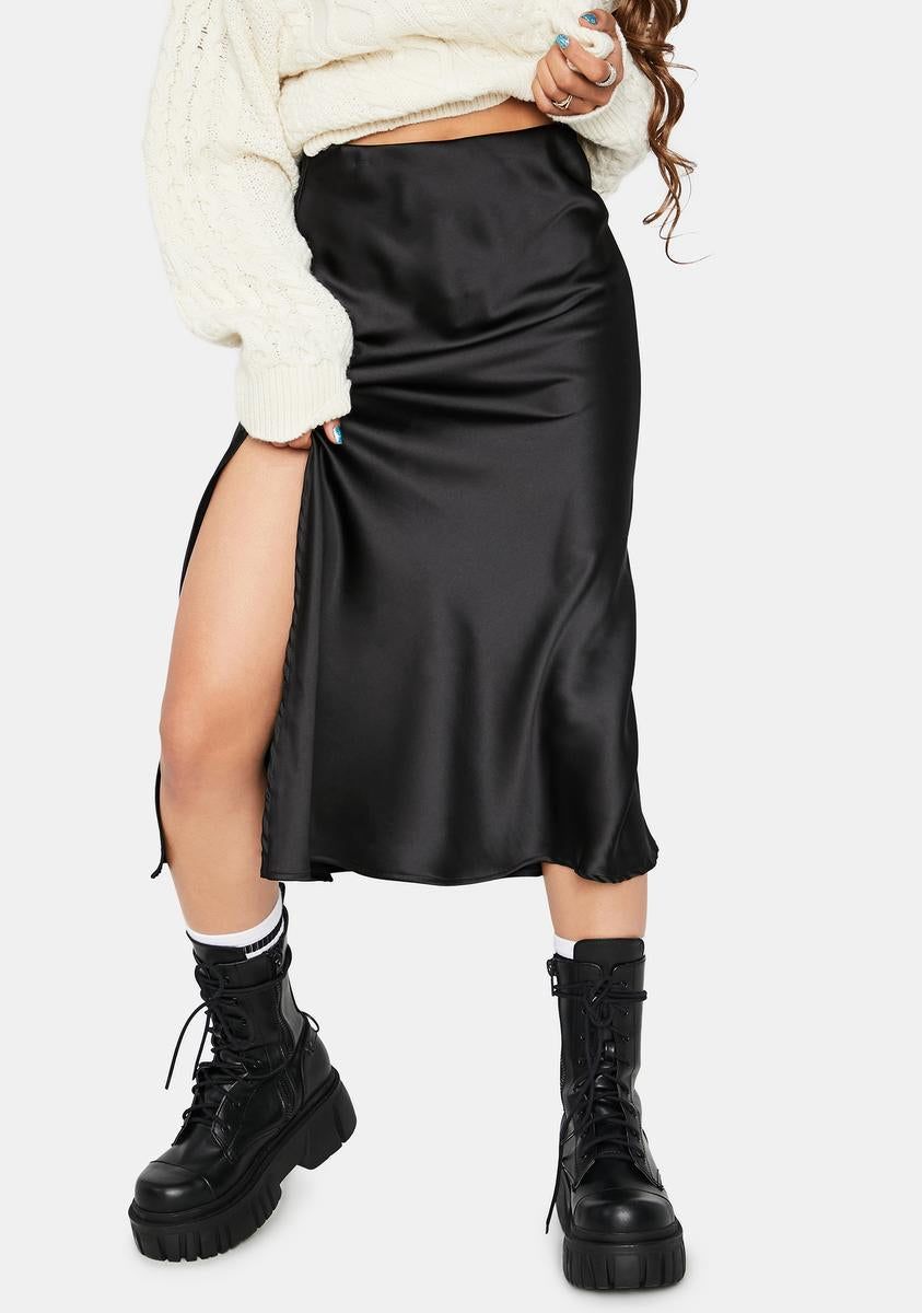 Rock The Boat Satin Midi Skirt sold by Dolls Kill