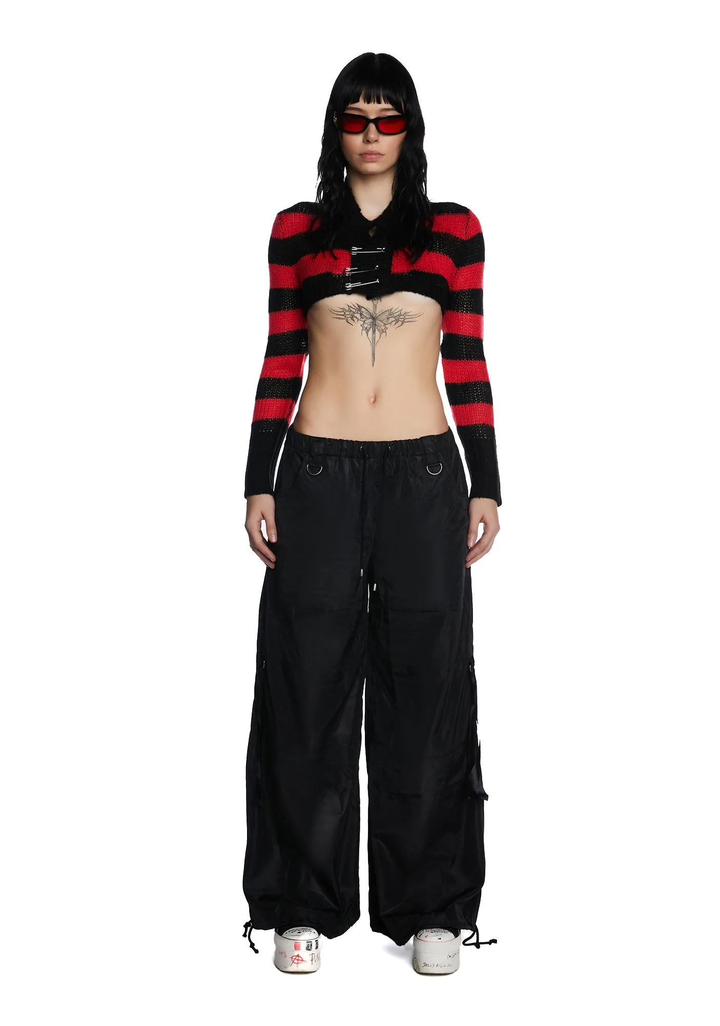 Punk Cred Wide Leg Pants - Black sold by Dolls Kill product image thumbnail 2