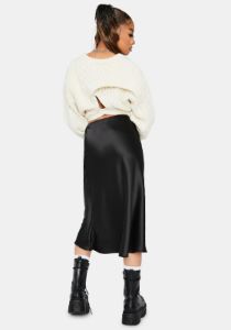 Rock The Boat Satin Midi Skirt sold by Dolls Kill