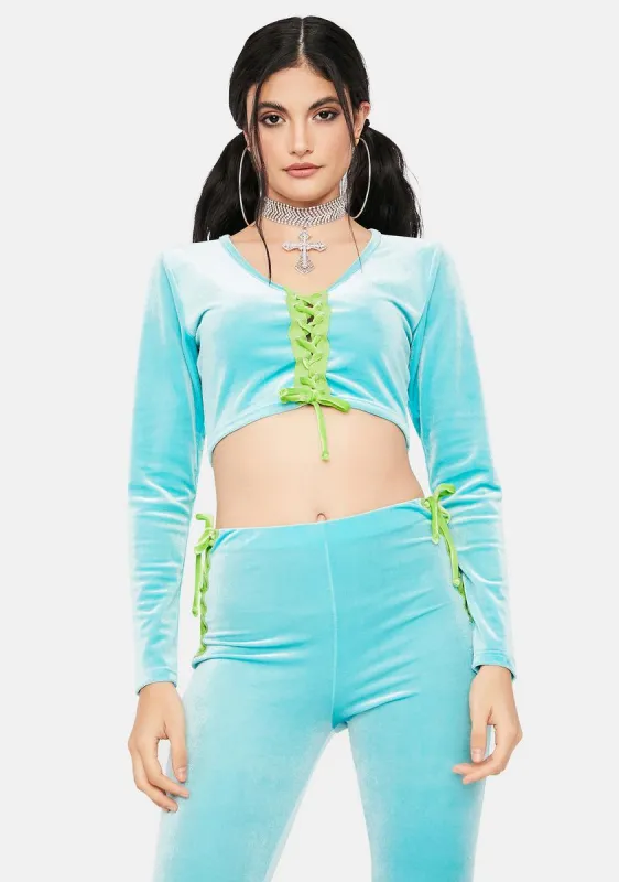 Aqua Stylish Sass Velour Pant Set sold by Dolls Kill