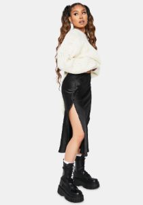 Rock The Boat Satin Midi Skirt sold by Dolls Kill