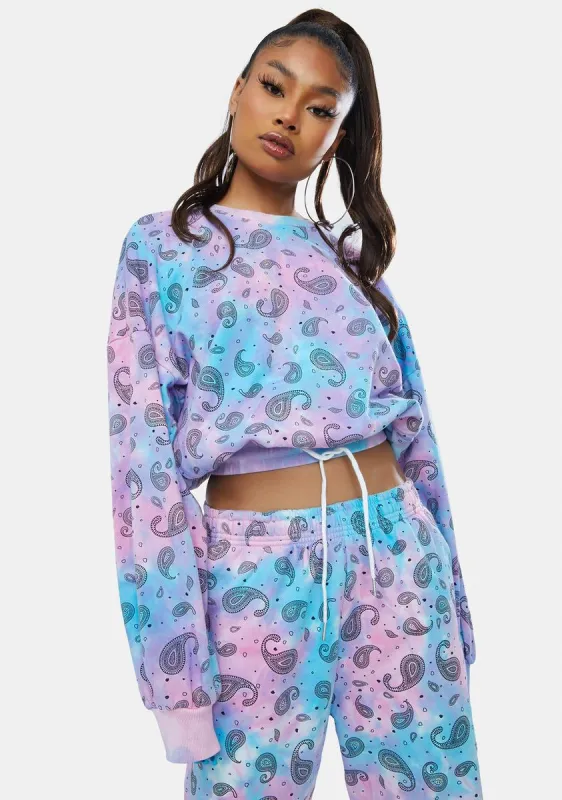 Got A Feelin' Tie Dye Paisley Sweatshirt sold by Dolls Kill