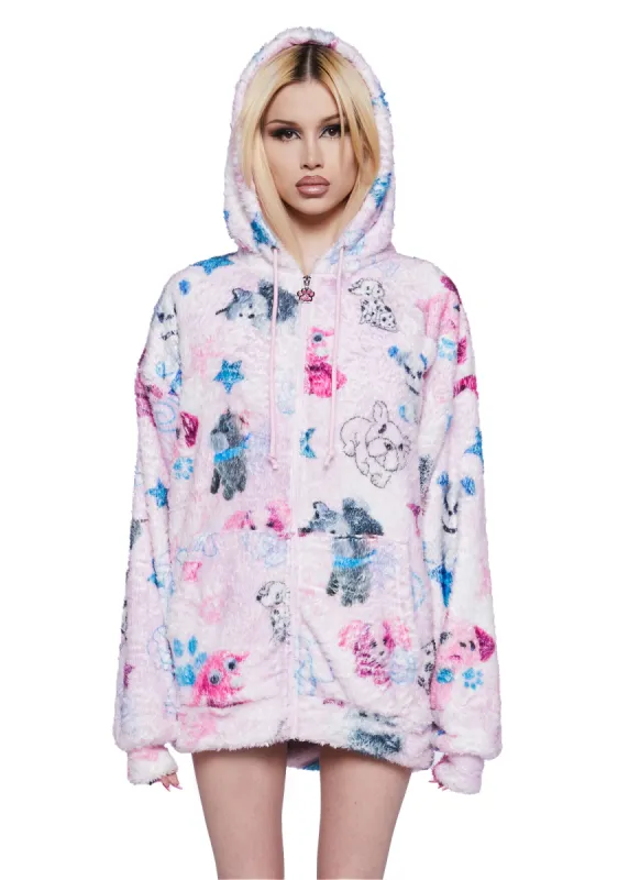 Plushie Paradise Hooded Sherpa Jacket sold by Dolls Kill