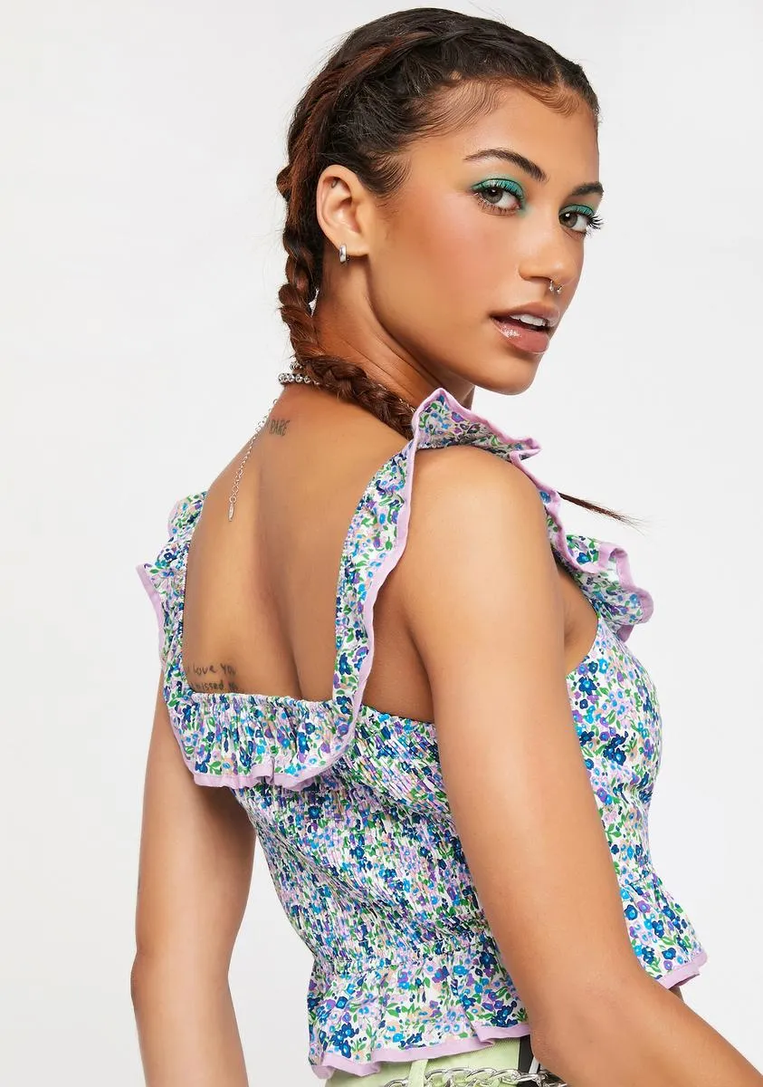 Smocked Ditsy Crop Top sold by Dolls Kill product image thumbnail 4